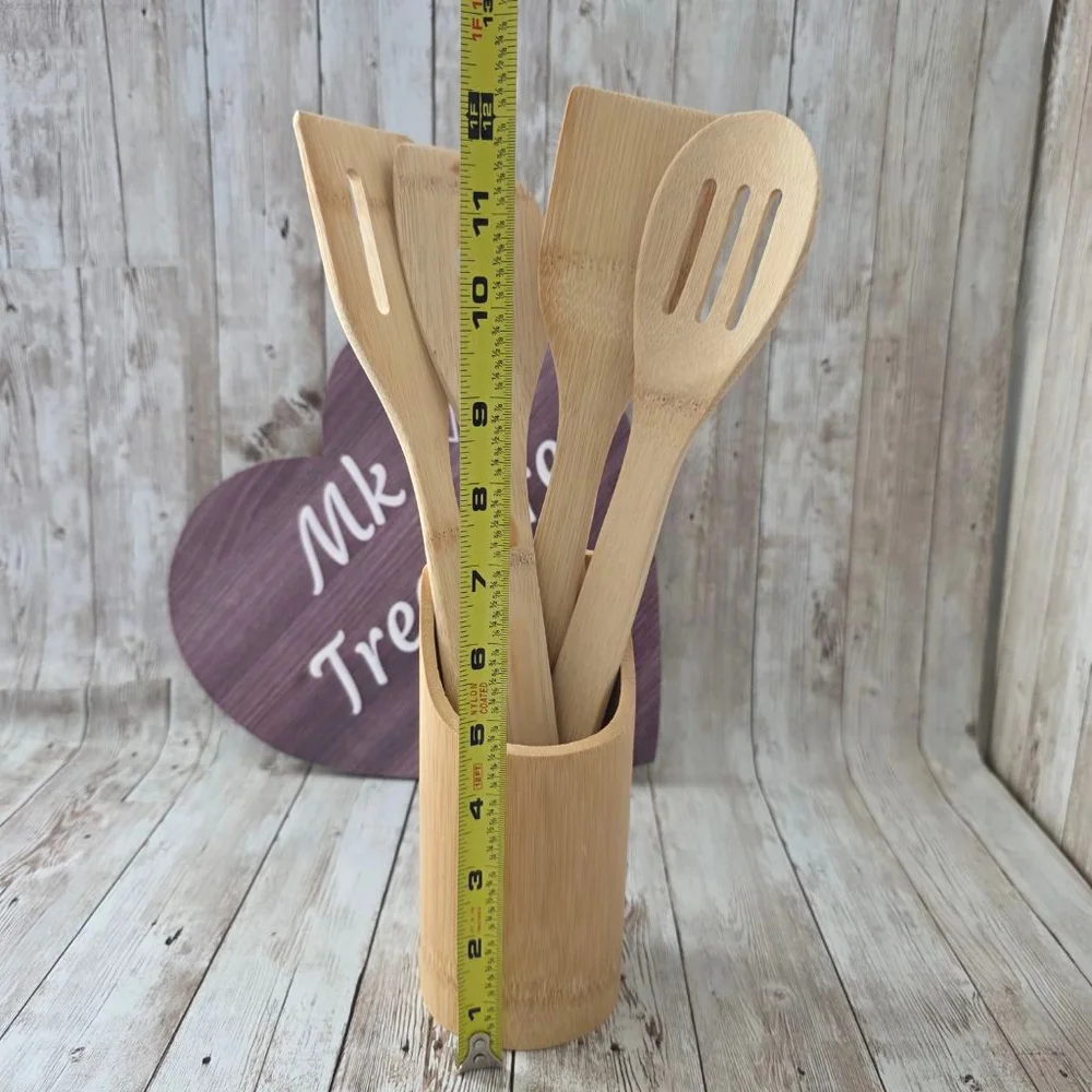 Bamboo Cooking Utensils Set Beige